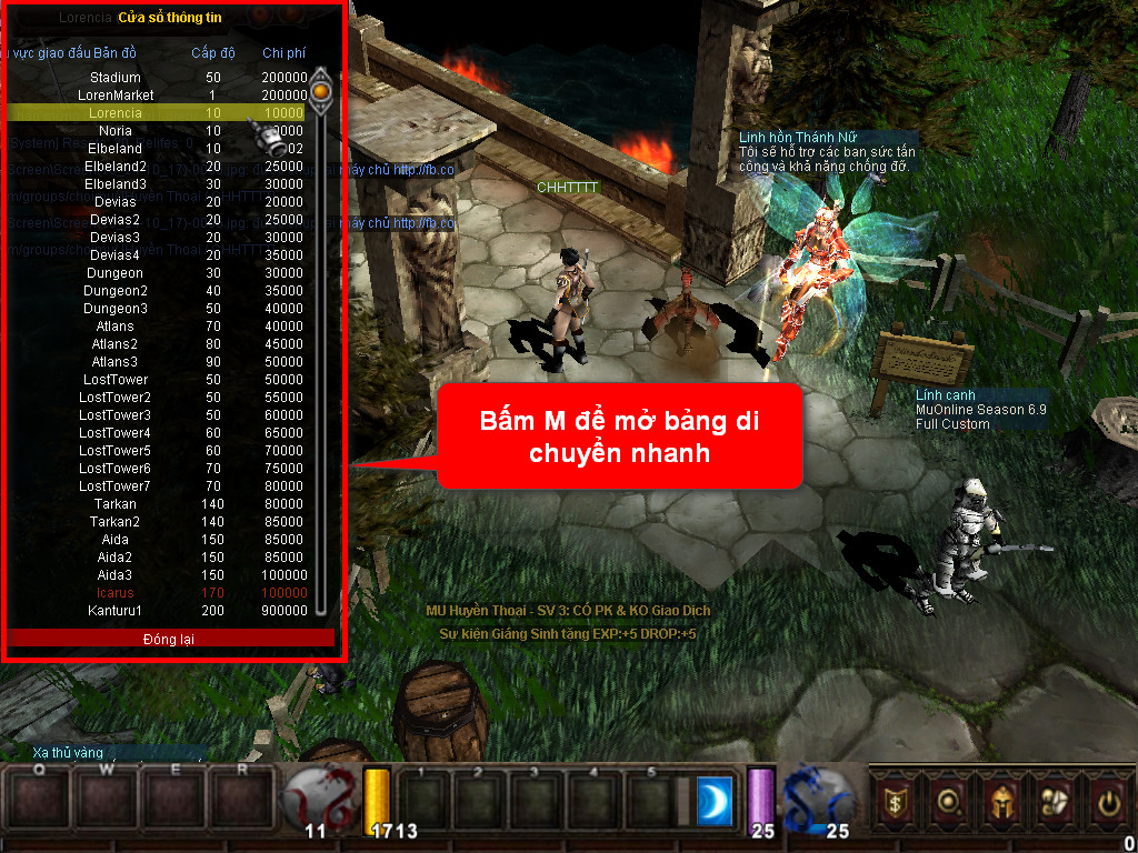 Chức năng chính của Game MU Phép Thuật