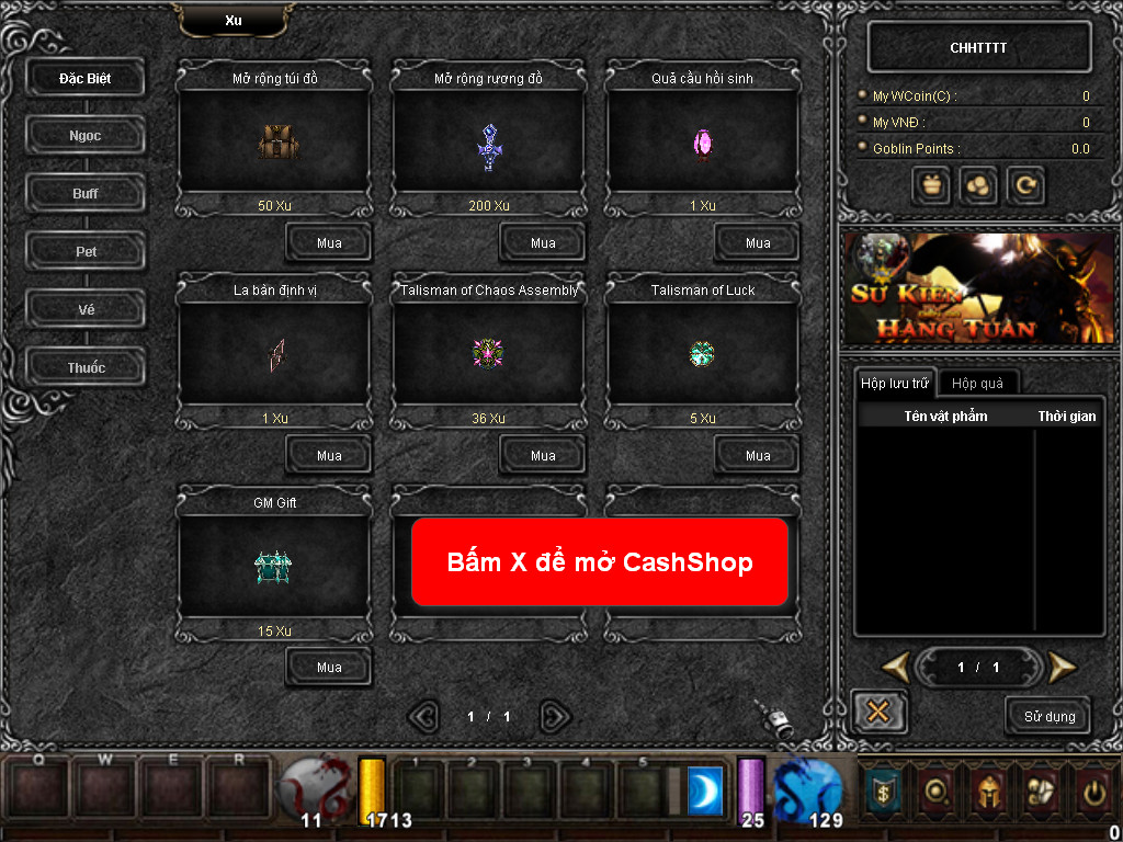 Chức năng chính của Game MU Phép Thuật